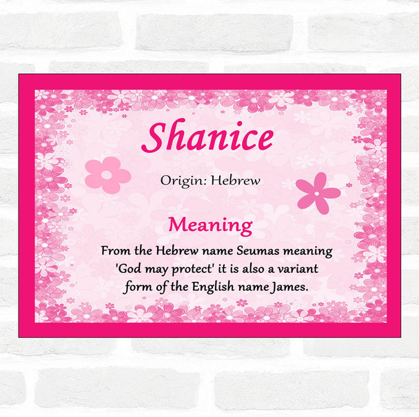 Shanice Name Meaning Pink Certificate
