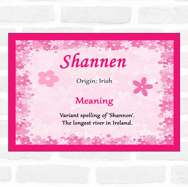 Shannen Name Meaning Pink Certificate