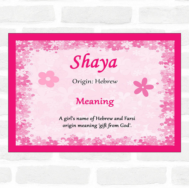 Shaya Name Meaning Pink Certificate