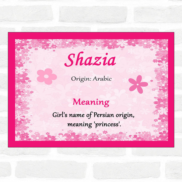 Shazia Name Meaning Pink Certificate