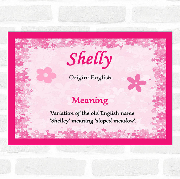 Shelly Name Meaning Pink Certificate