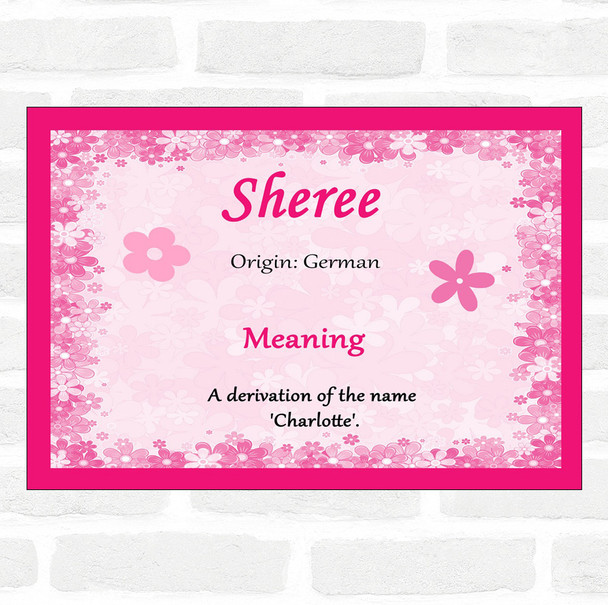 Sheree Name Meaning Pink Certificate