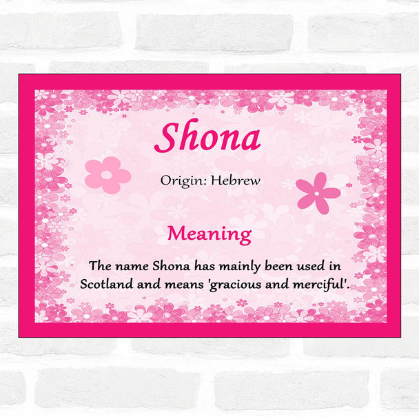 Shona Name Meaning Pink Certificate