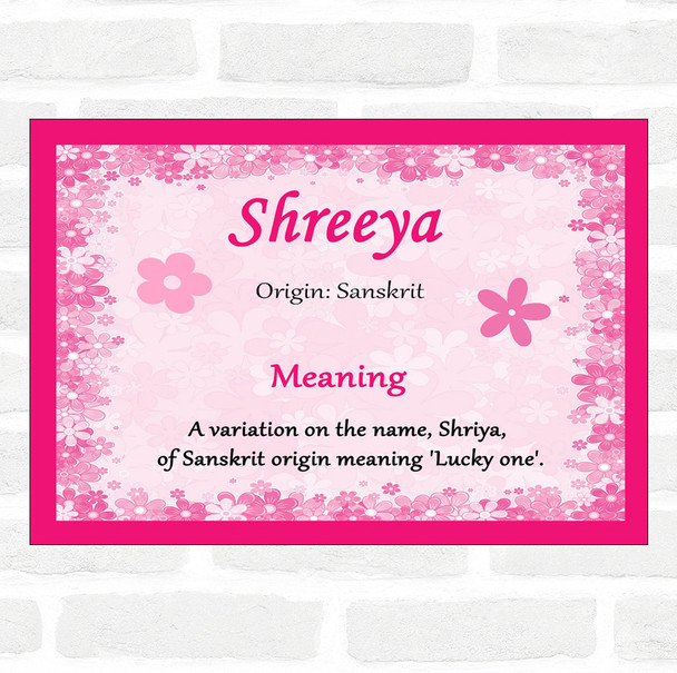 Shreeya Name Meaning Pink Certificate