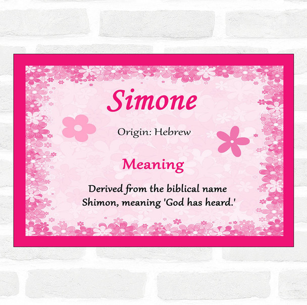 Simone Name Meaning Pink Certificate
