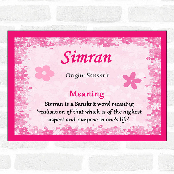 Simran Name Meaning Pink Certificate