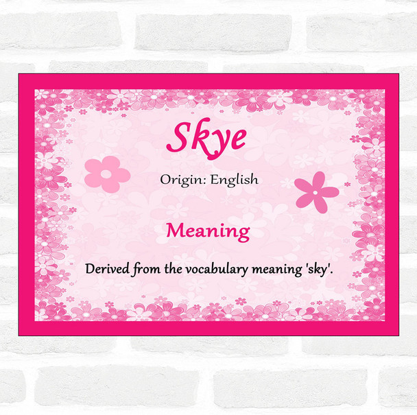 Skye Name Meaning Pink Certificate