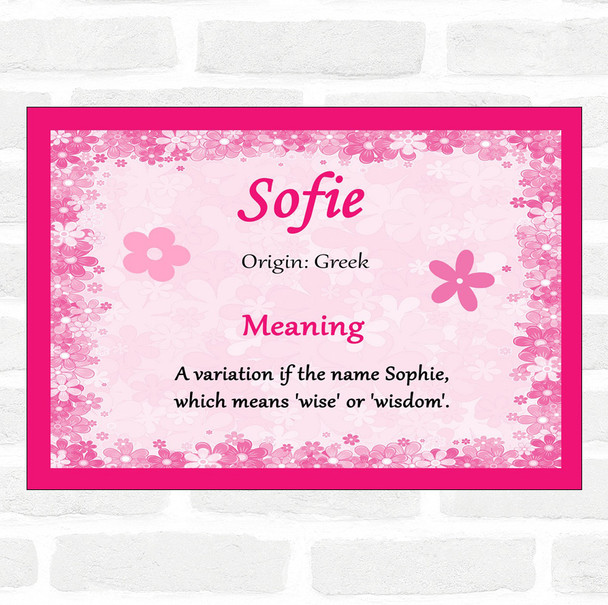 Sofie Name Meaning Pink Certificate