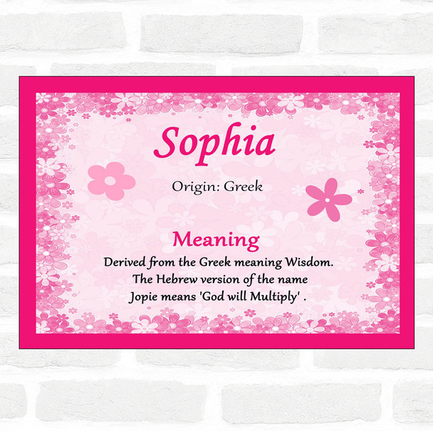 Sophia Name Meaning Pink Certificate