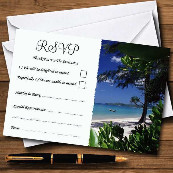 Thailand Beach Palm Tree Abroad RSVP Cards