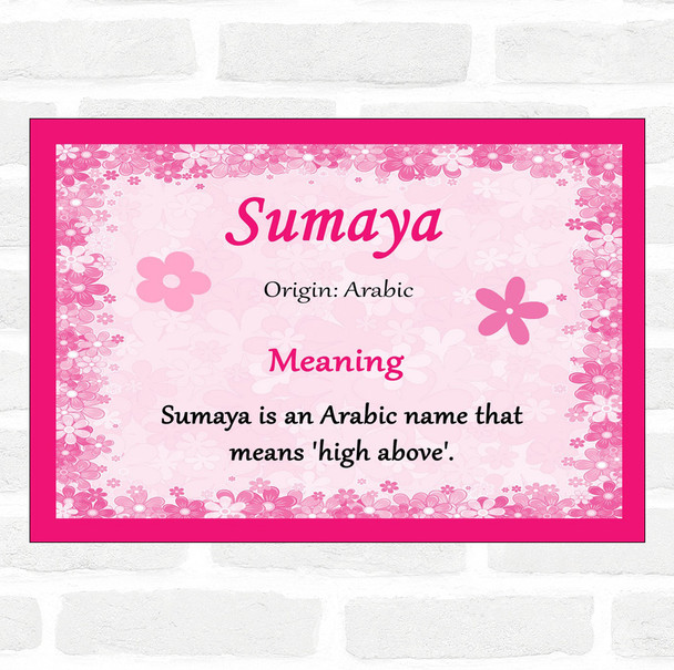 Sumaya Name Meaning Pink Certificate