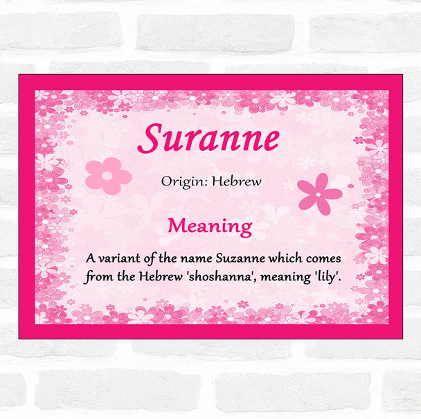 Suranne Name Meaning Pink Certificate