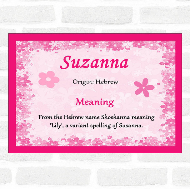 Suzanna Name Meaning Pink Certificate