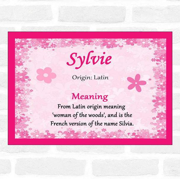 Sylvie Name Meaning Pink Certificate