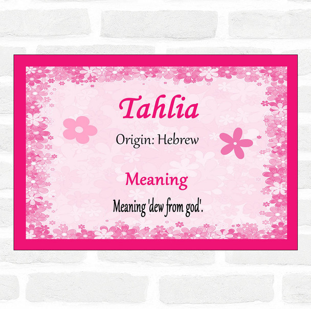 Tahlia Name Meaning Pink Certificate