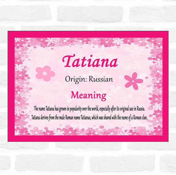 Tatiana Name Meaning Pink Certificate
