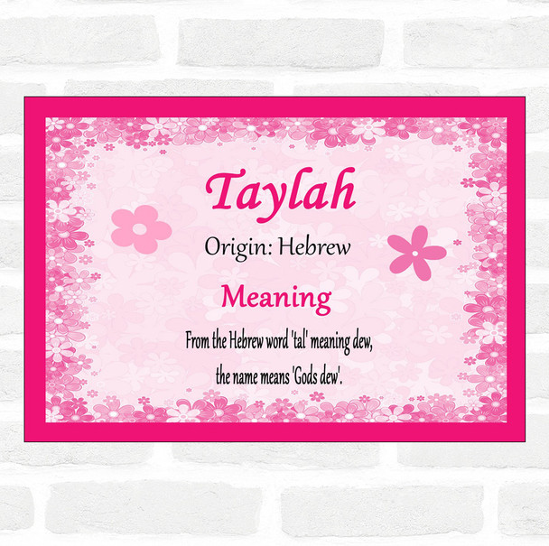 Taylah Name Meaning Pink Certificate