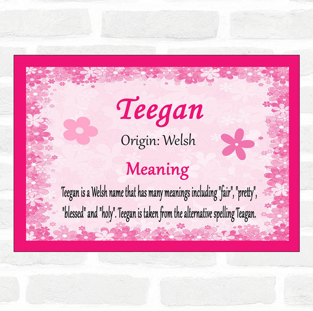 Teegan Name Meaning Pink Certificate