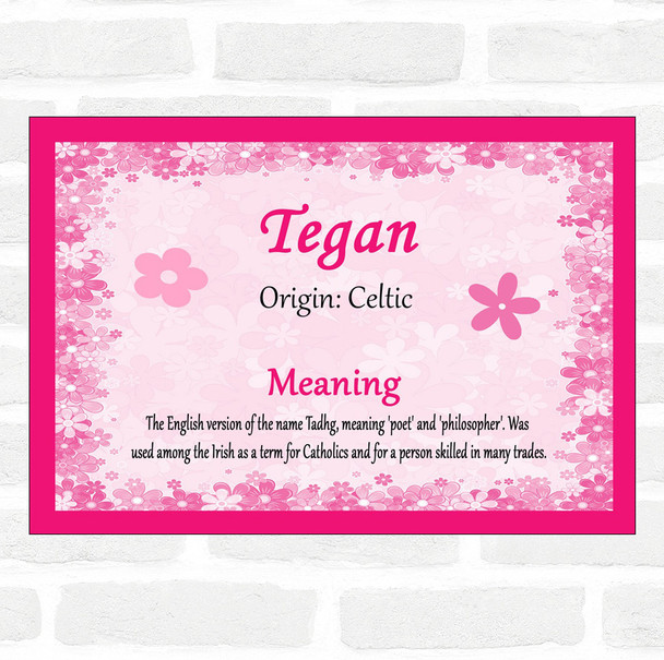 Tegan Name Meaning Pink Certificate