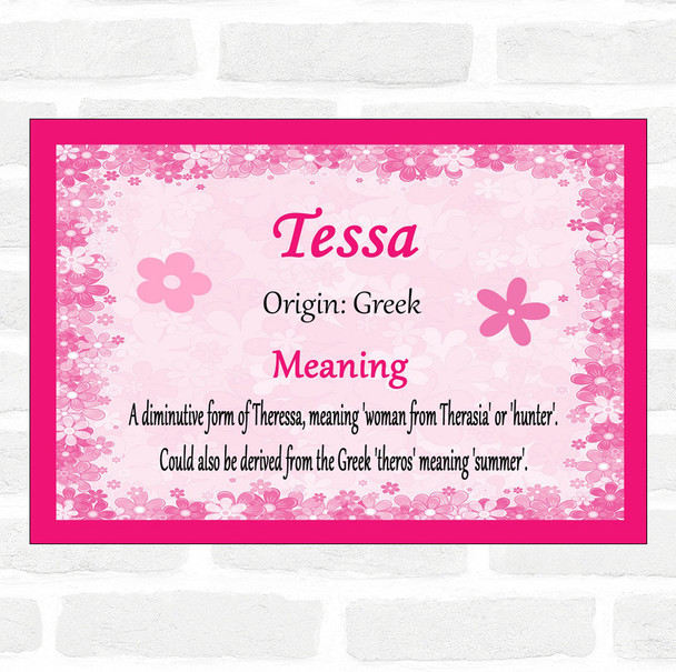 Tessa Name Meaning Pink Certificate