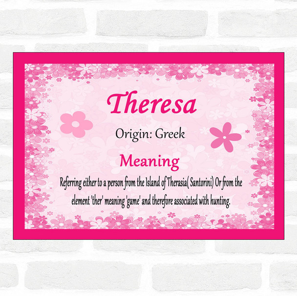 Theresa Name Meaning Pink Certificate