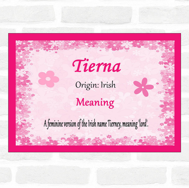 Tierna Name Meaning Pink Certificate