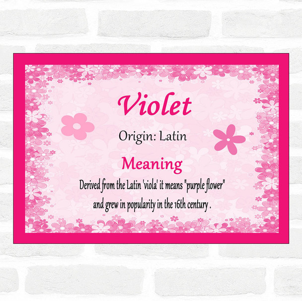 Violet Name Meaning Pink Certificate