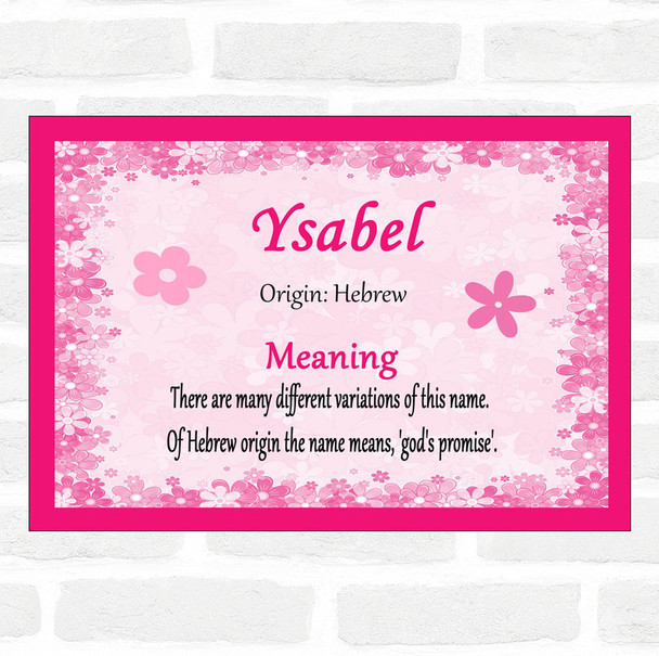 Ysabel Name Meaning Pink Certificate