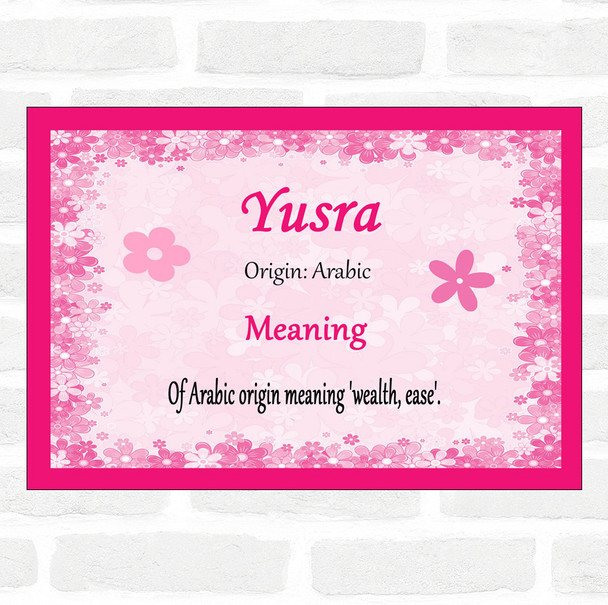 Yusra Name Meaning Pink Certificate