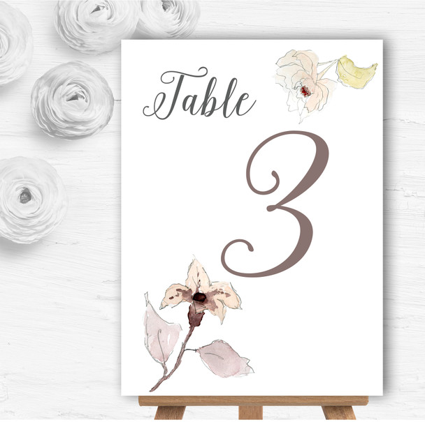 Beautiful Peach Watercolour Flowers Personalised Wedding Table Number Name Cards