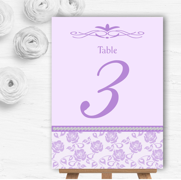 Pretty Lilac Purple Floral Diamante Personalised Wedding Table Number Name Cards