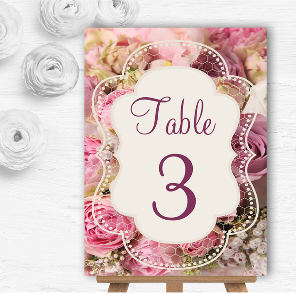 Absolutely Beautiful Pink Flowers Personalised Wedding Table Number Name Cards