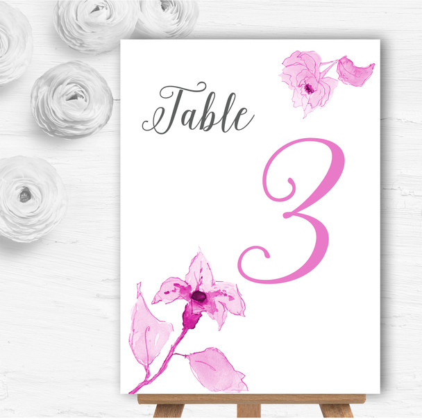 Beautiful Dusty Rose Pink Watercolour Flowers Wedding Table Number Name Cards