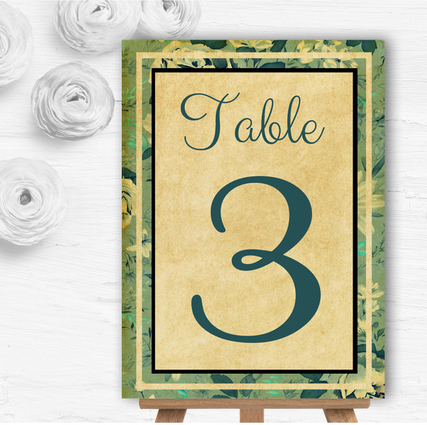 Vintage Blue Turquoise Floral Postcard Style Wedding Table Number Name Cards