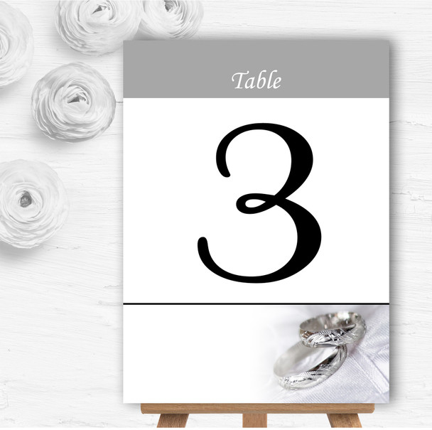 Classy White And Silver Rings Personalised Wedding Table Number Name Cards