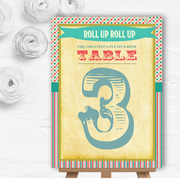 Vintage Carnival Old Style Circus Stripes Wedding Table Number Name Cards