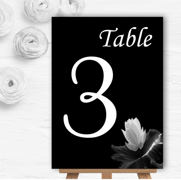 Beautiful Black White Flower Personalised Wedding Table Number Name Cards