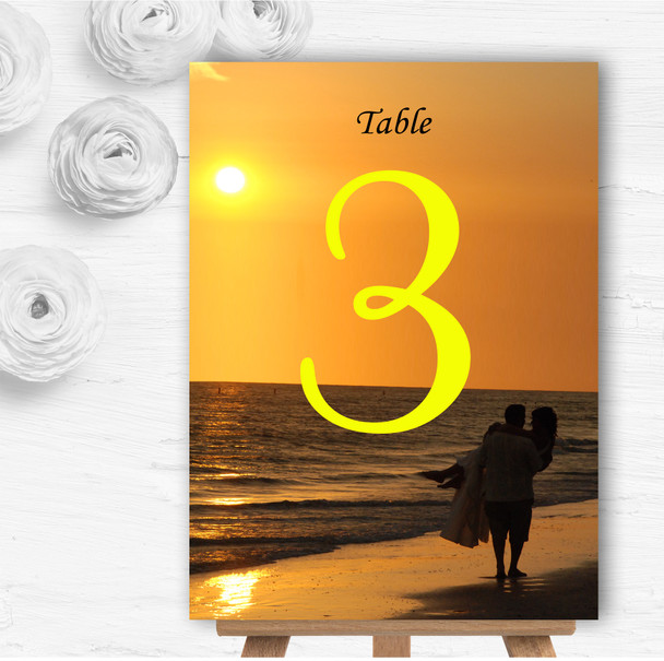 Romantic Beach Groom & Bride Personalised Wedding Table Number Name Cards