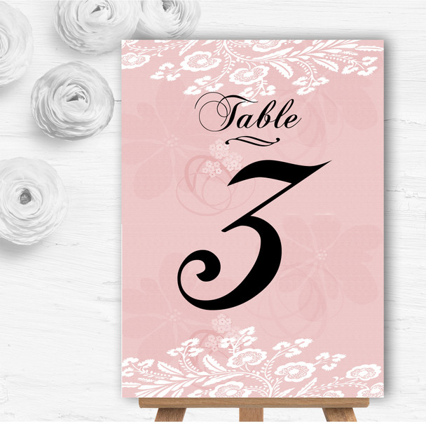 Vintage Lace Coral Pink Chic Personalised Wedding Table Number Name Cards