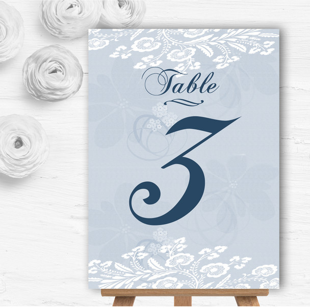 Vintage Lace Pale Blue Chic Personalised Wedding Table Number Name Cards