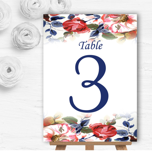 Pretty Blue Vintage Floral Personalised Wedding Table Number Name Cards