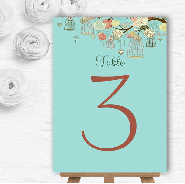 Vintage Shabby Chic Birdcage Turquoise Wedding Table Number Name Cards