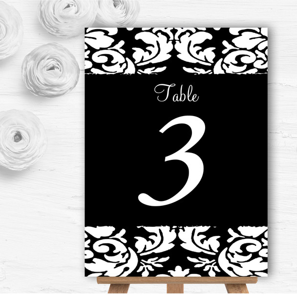 Floral Black White Damask Personalised Wedding Table Number Name Cards