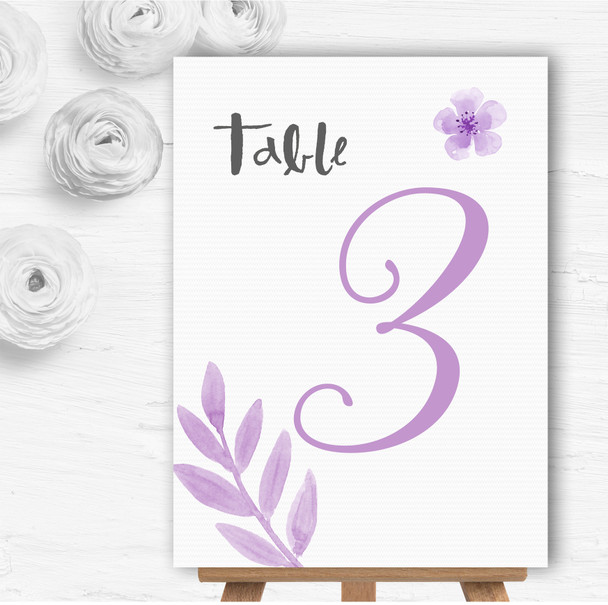 Watercolour Subtle Lilac Personalised Wedding Table Number Name Cards