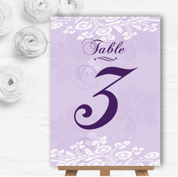 Vintage Lace Lilac Chic Personalised Wedding Table Number Name Cards