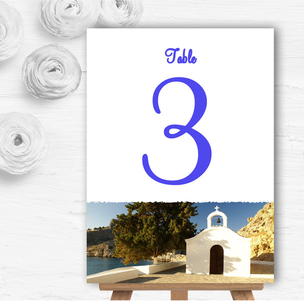 St Pauls Lindos Rhodes Personalised Wedding Table Number Name Cards