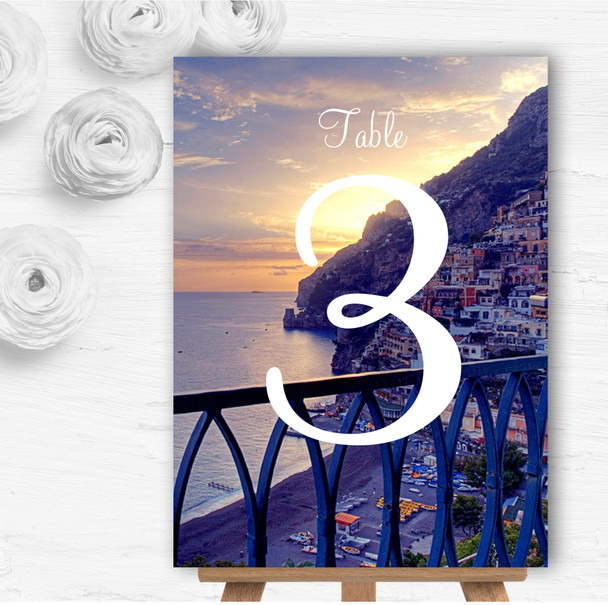 The Amalfi Coast Italy Personalised Wedding Table Number Name Cards