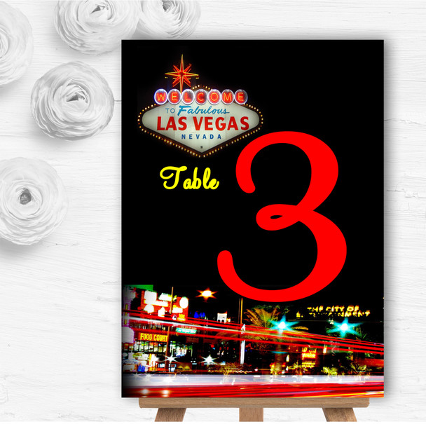 Las Vegas Strip Personalised Wedding Table Number Name Cards