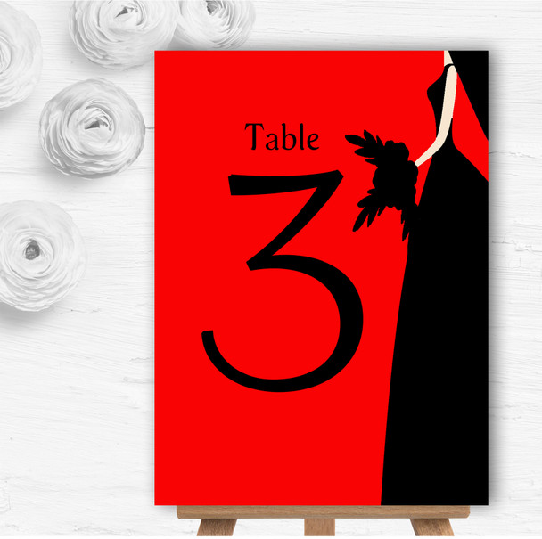 Red Black Bride Personalised Wedding Table Number Name Cards