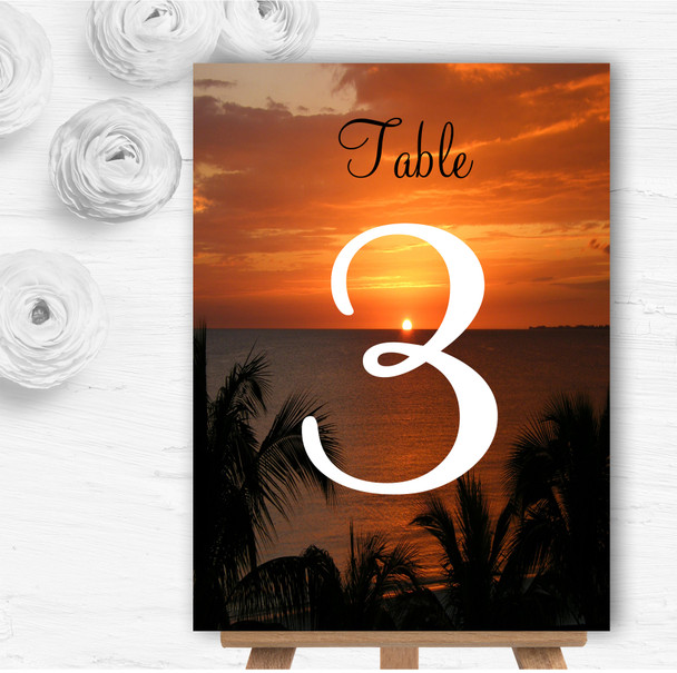 Florida Sunset Personalised Wedding Table Number Name Cards